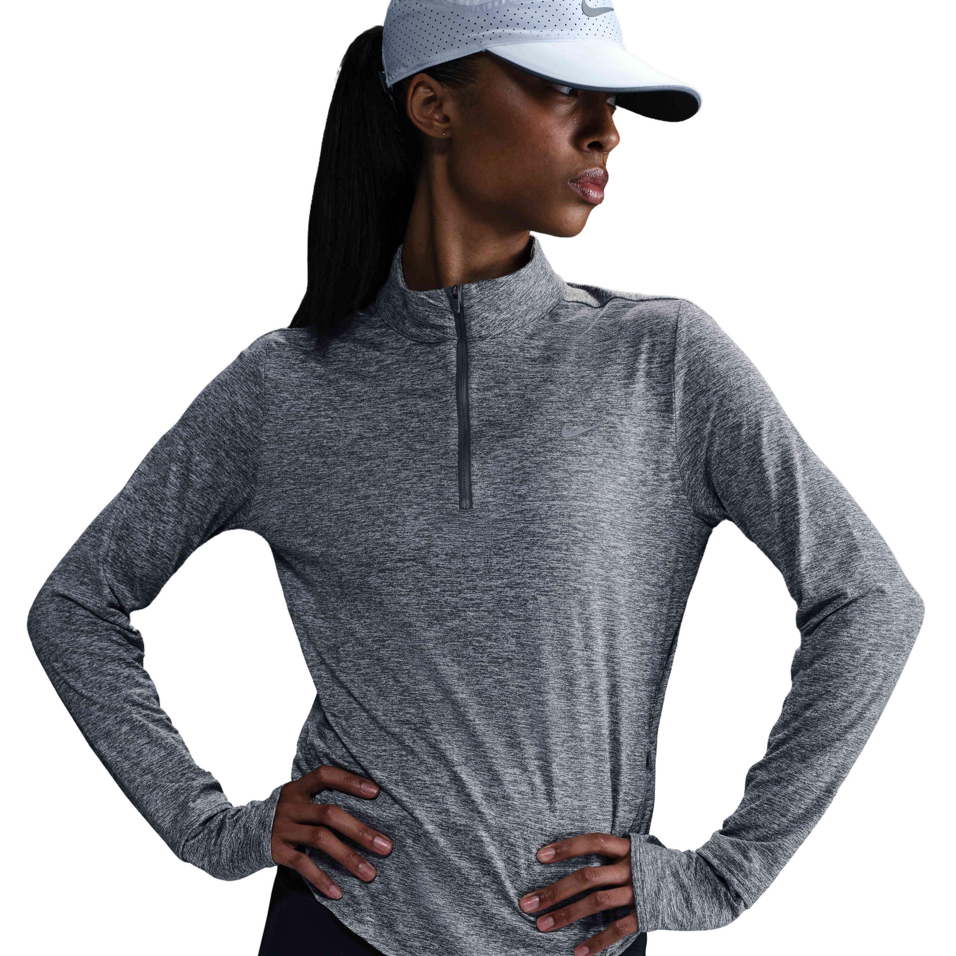 Nike Women's Swift Dri-FIT UV 1/4-Zip Running Top - Grey/Heather - GREY/HEATHER